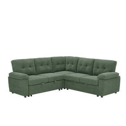 Convertible Sectional Sofa Bed With Pull Out Sleeper And Storage