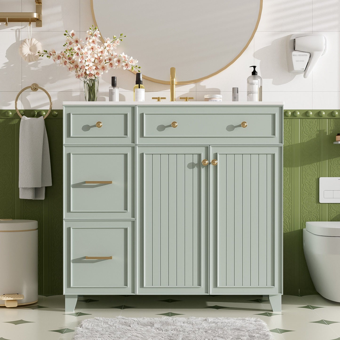Bathroom Vanity With Sink, Soft Close Doors, Adjustable Shelves