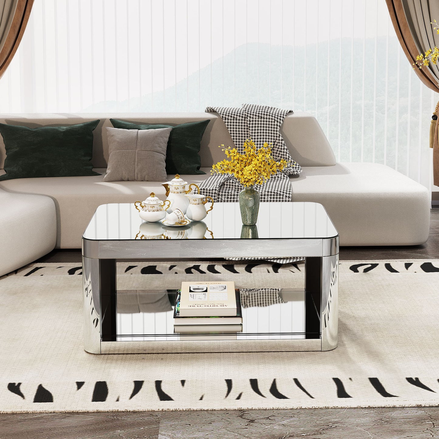 Coffee Table, Rectangular - Silver