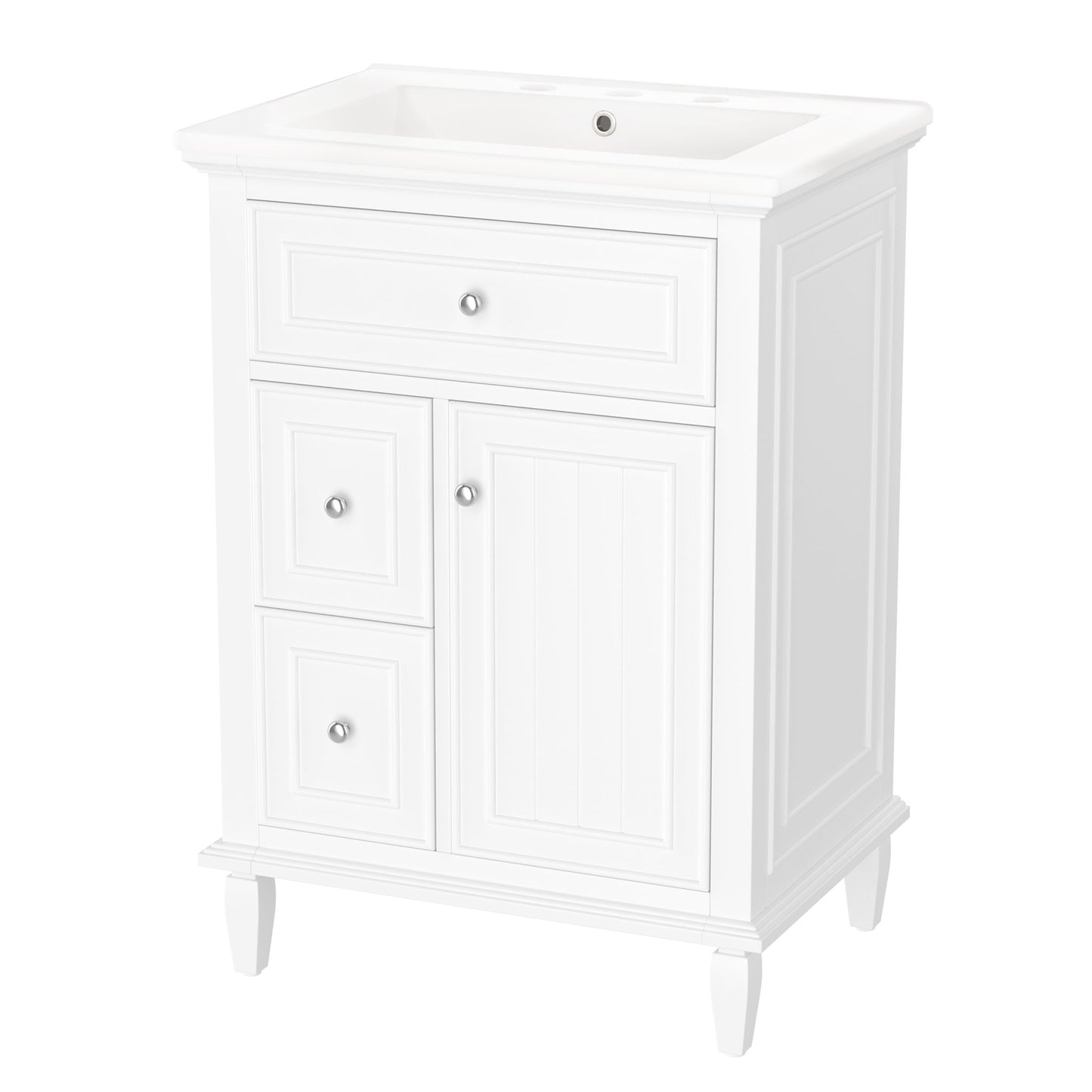 Modern Bathroom Vanity With Sink, Adjustable Shelf, 1 Flip Drawer & 2 Drawers