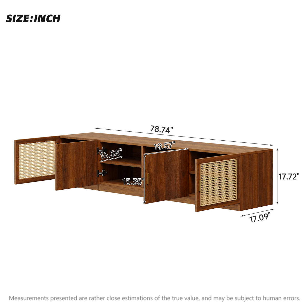 78" TV Stand For TVs Up To 85", Media Console, Adjustable Shelves - Walnut