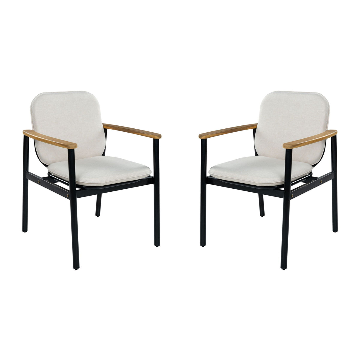 Outdoor Dining Chair - Beige / Black / Teak