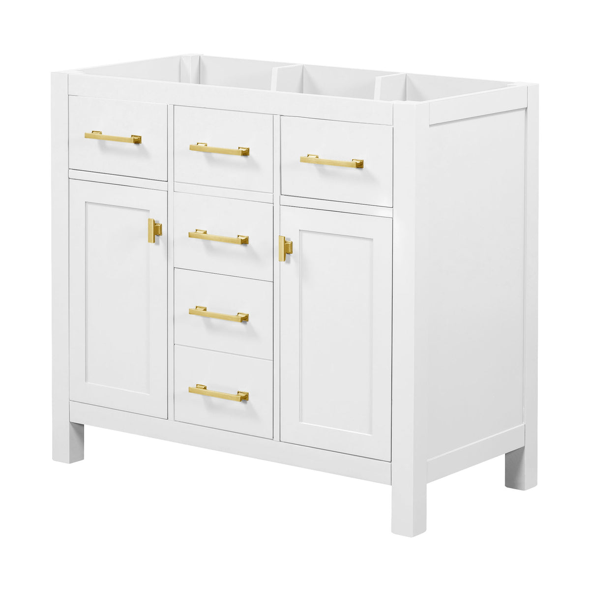 Freestanding Bathroom Vanity With 4 Drawers & 2 Cabinets, Frame Storage Cabinet Only