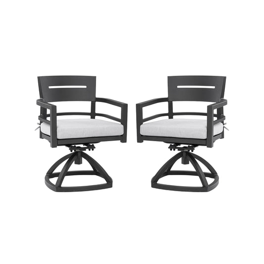 Outdoor Patio Swivel Rocker With Outdoor Grade Sunbrella Fabric Cushions (Set of 2) - Ember Black