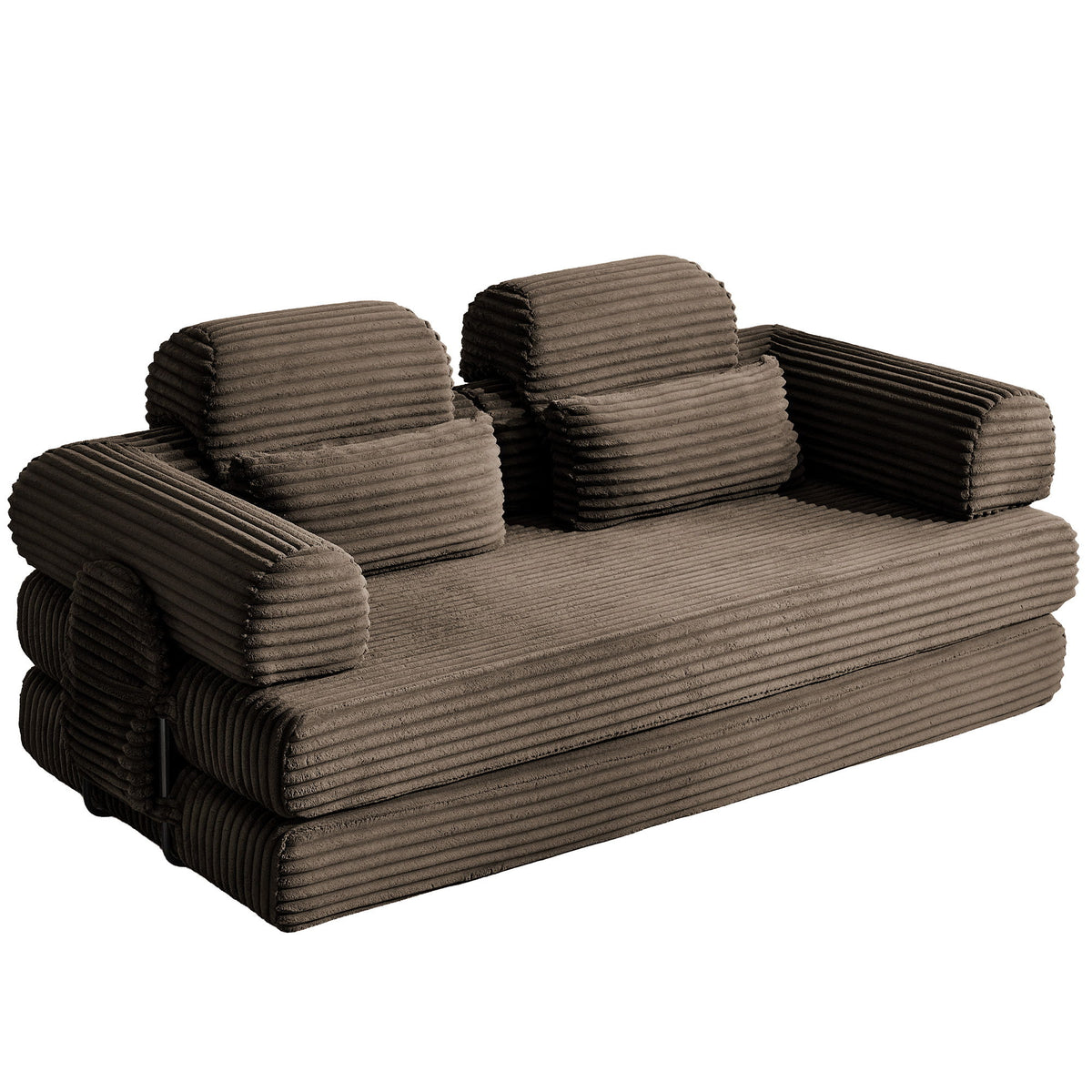 Convertible Sleeper Sofa With & Side Storage Pocket, Foldable Upholstered Couch For Living Room