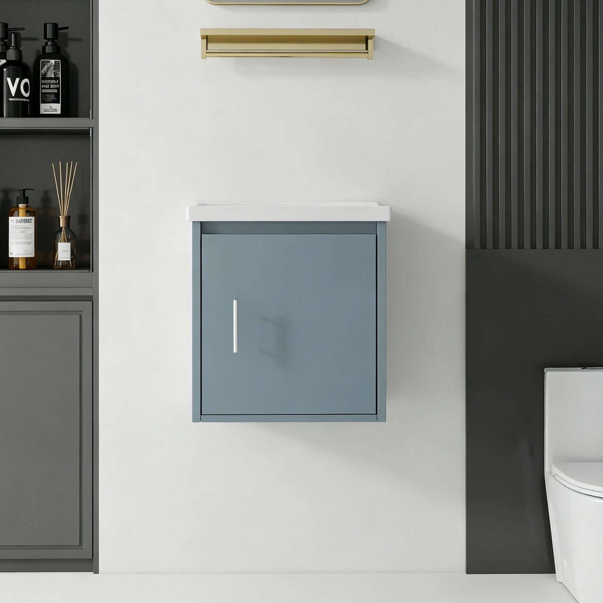 Floating Bathroom Vanity Combo, Wall Mounted Cabinet With Sink & Soft Close Doors For Small Bathrooms