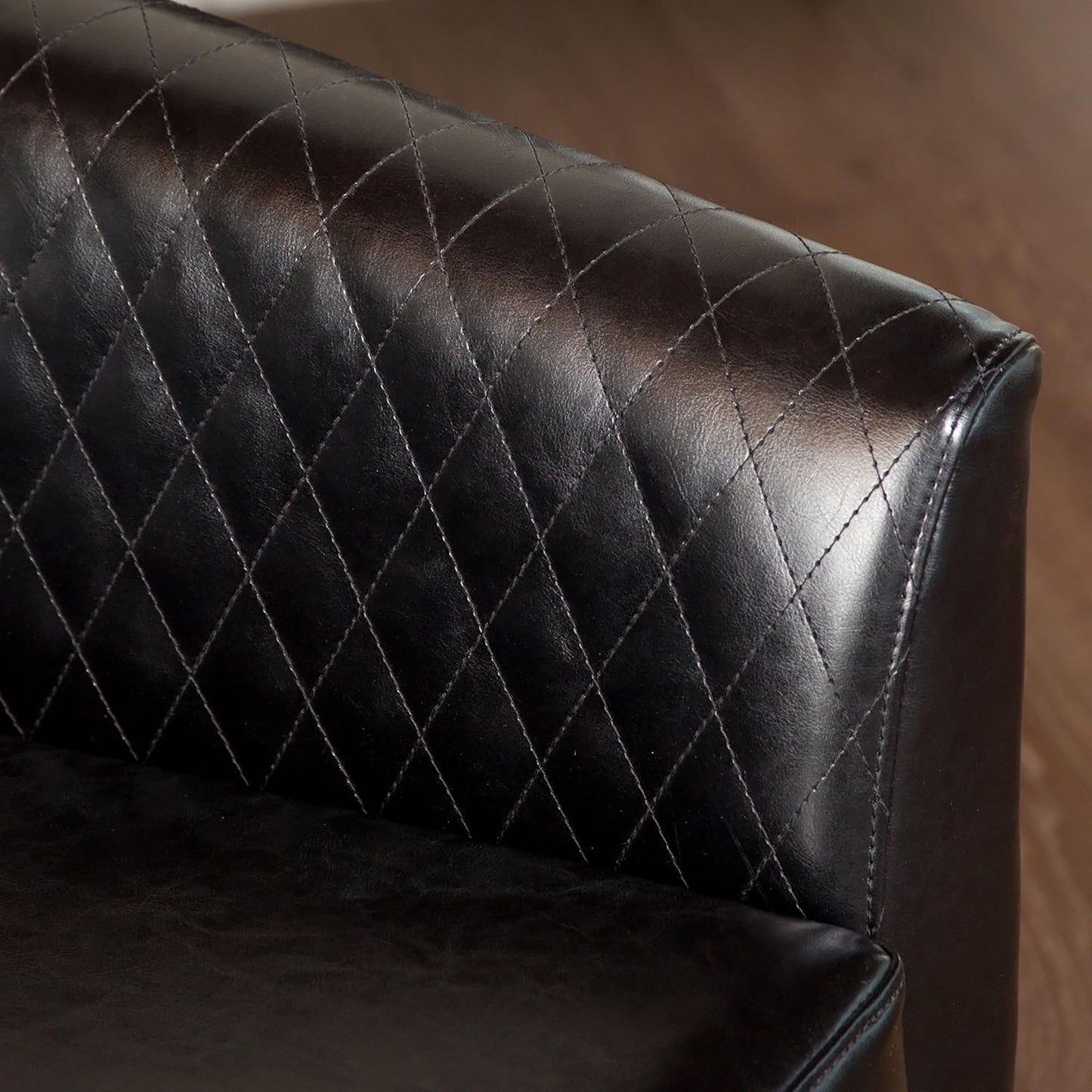 Faux Leather Club Chair With Nailhead Trim - Black