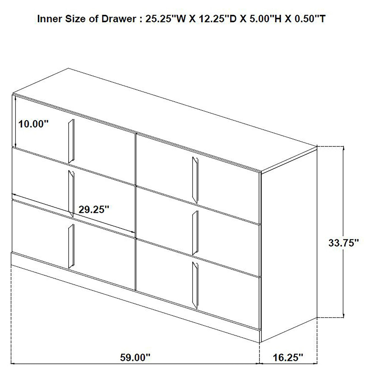 Lauryn - 6 Drawer Dresser Cabinet - Gloss White