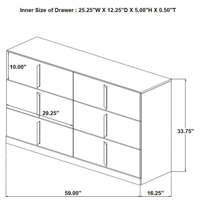 Lauryn - 6 Drawer Dresser Cabinet - Gloss White