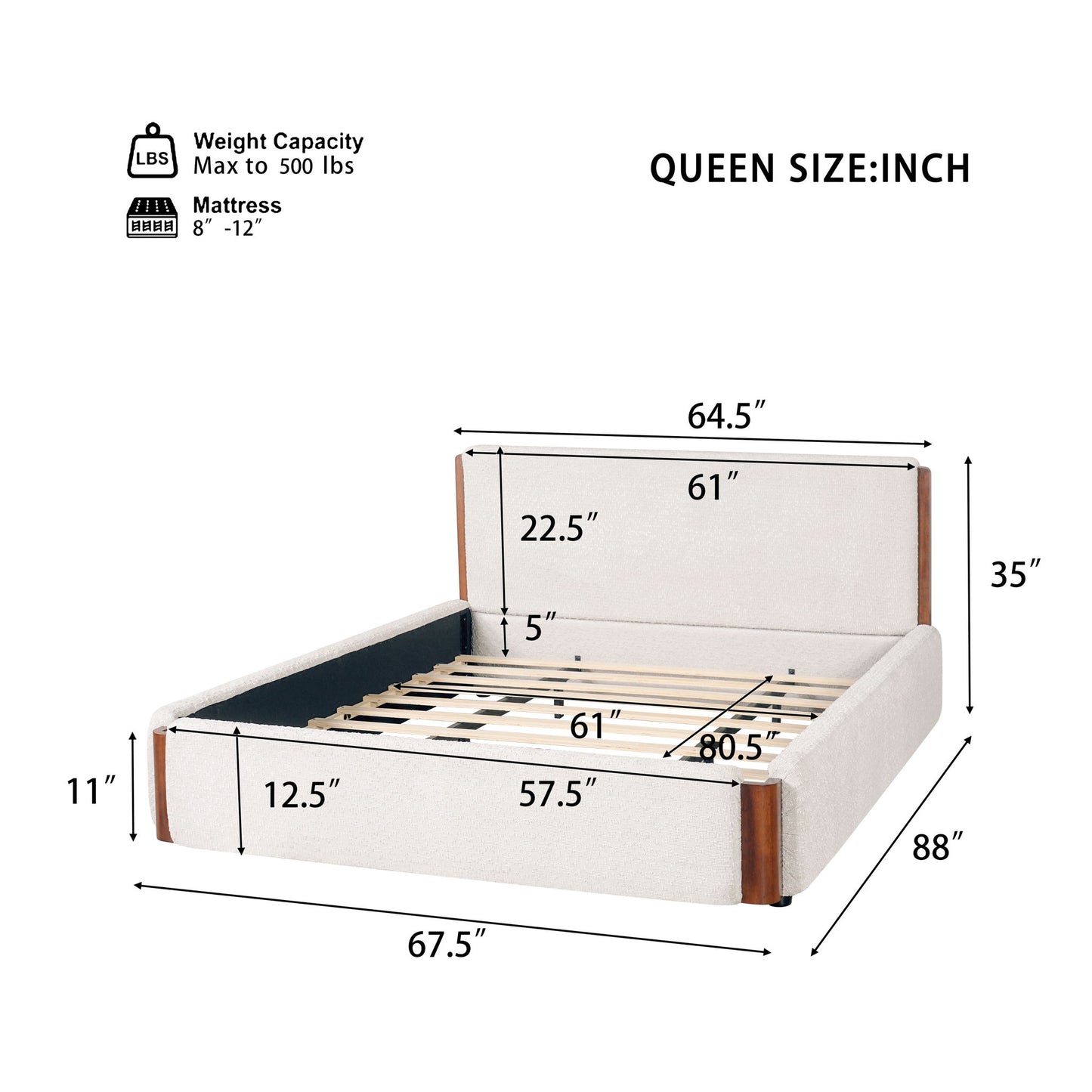 Modern Upholstered Platform Bed Frame With Accents