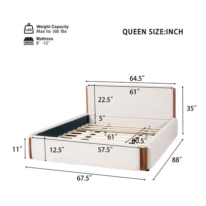 Modern Upholstered Platform Bed Frame With Accents