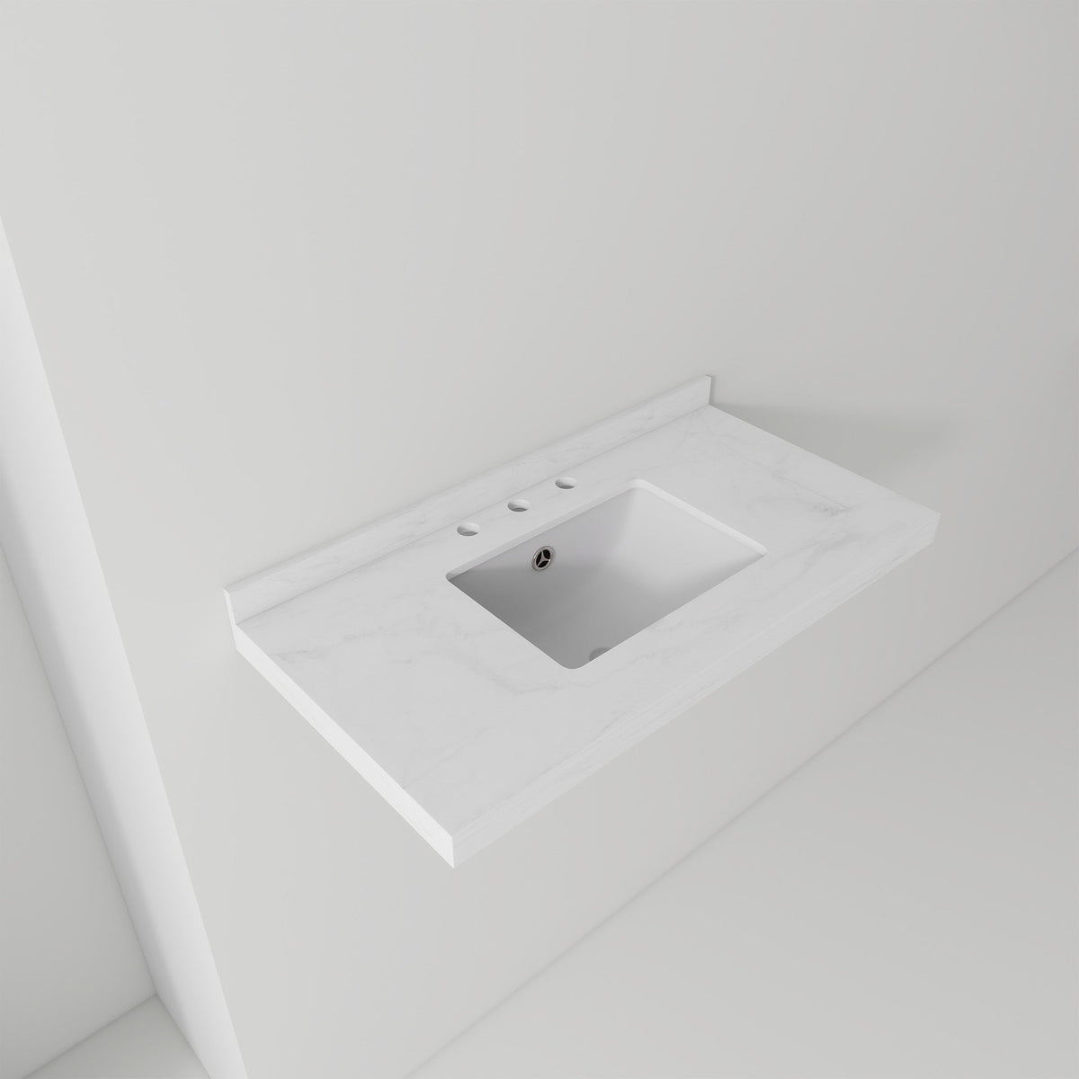 Basin Sink, Triple Faucet Holes, 2" Thick Rim, Sink Only