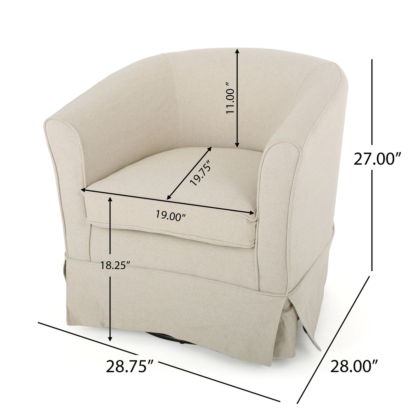 Glitter - Upholstered Swivel Chair With Loose Cover And Curved Back