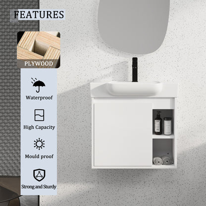 Wall Mounted Bathroom Vanity With Sink & Soft Close Door