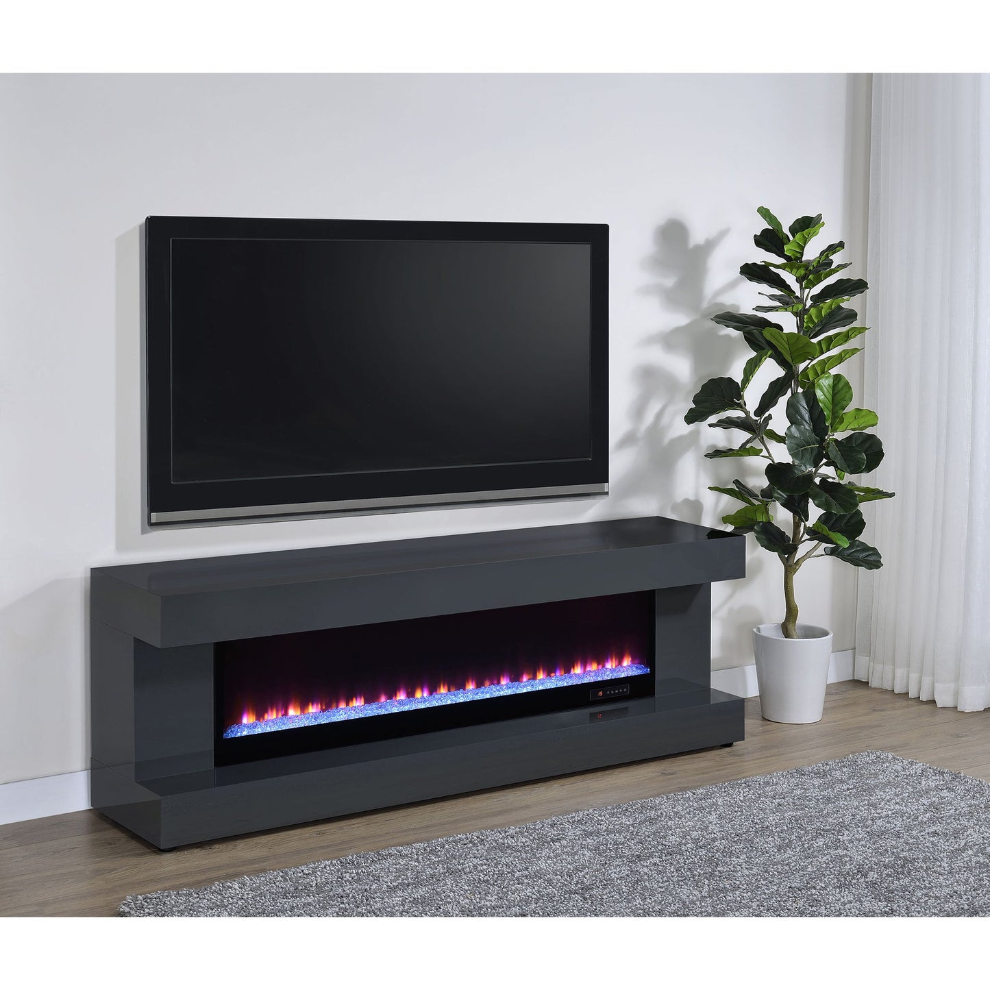 TV Stand Fireplace Console With Bluetooth Speaker