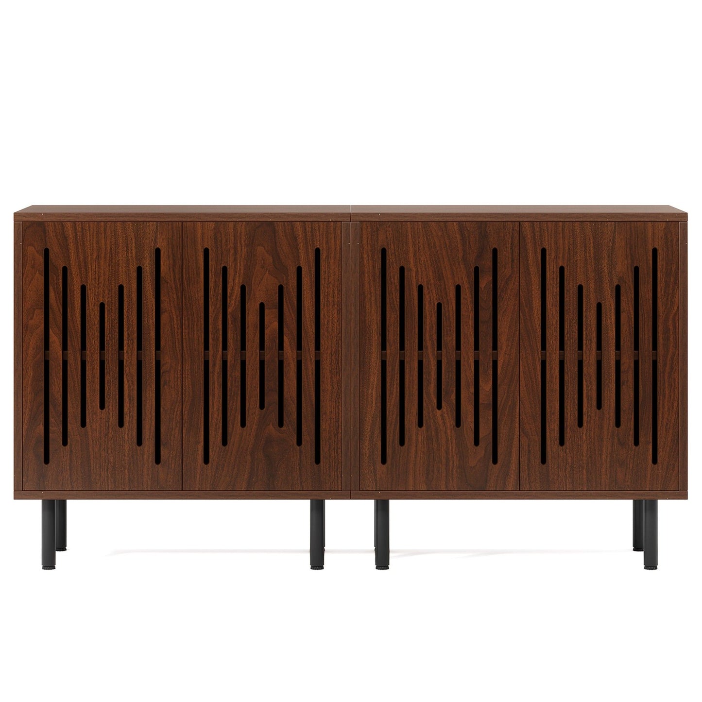 Buffet Sideboard Cabinets With Adjustable Shelves For Dining Room (Set of 2) - Dark Brown
