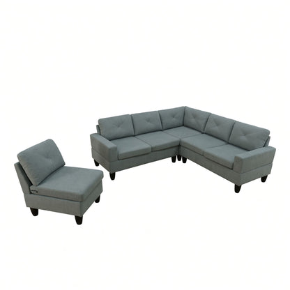 Modular L - Shaped Sectional Sofa 6 Seater 4 Piece Couch With Chaise