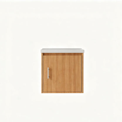 20" Floating Bathroom Vanity Combo With Sink, Soft Close Doors, Wall Mounted Solid Cabinet - Golden Oak