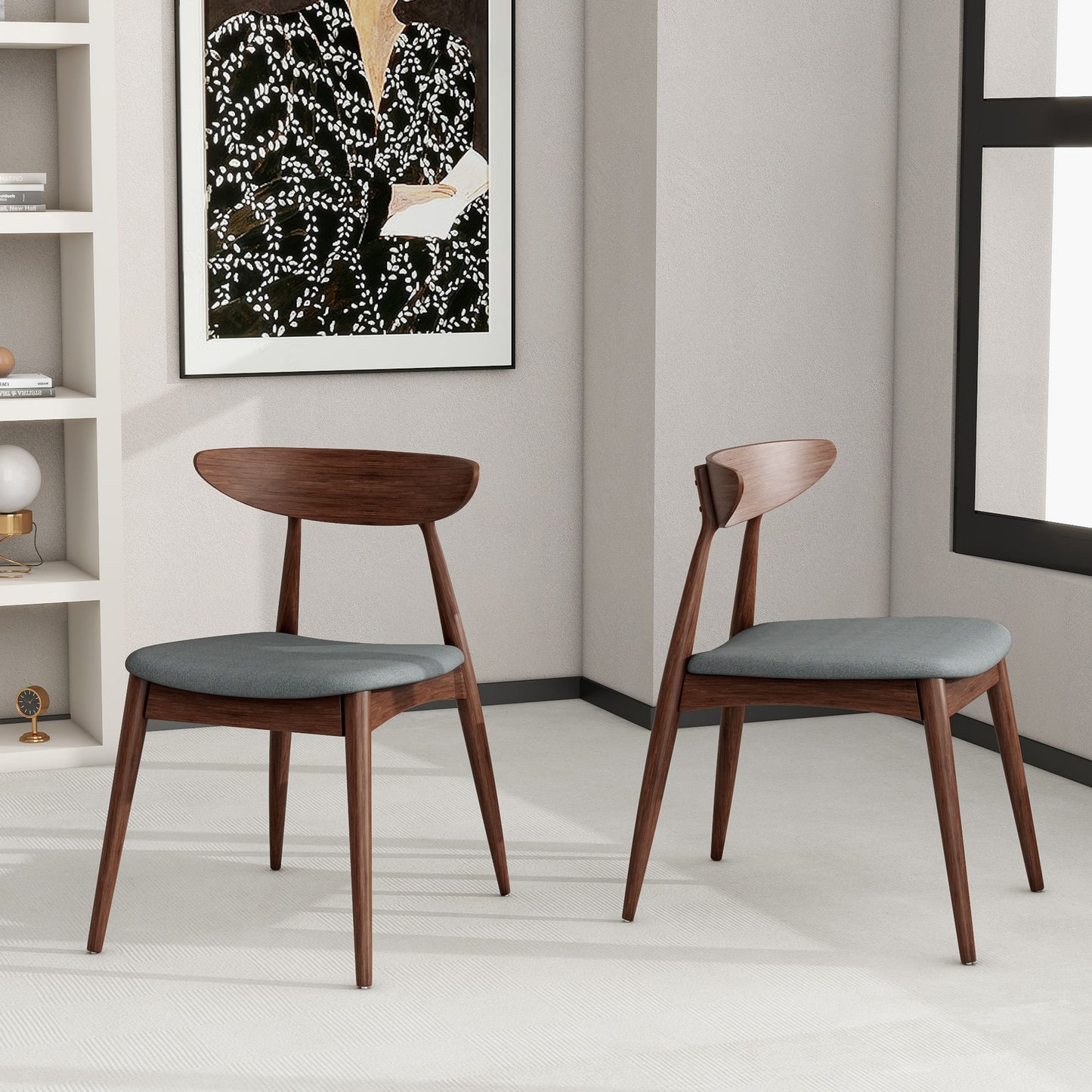 Retro Dining Chairs With Ergonomic Back (Set of 2)