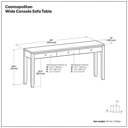 Cosmopolitan - Wide Console Sofa Table - Mahogany Brown