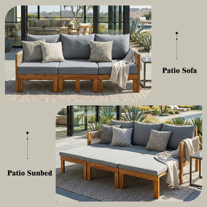 Outdoor Daybed, Patio Sofa Bed, 3 Seat Convertible Sunbed