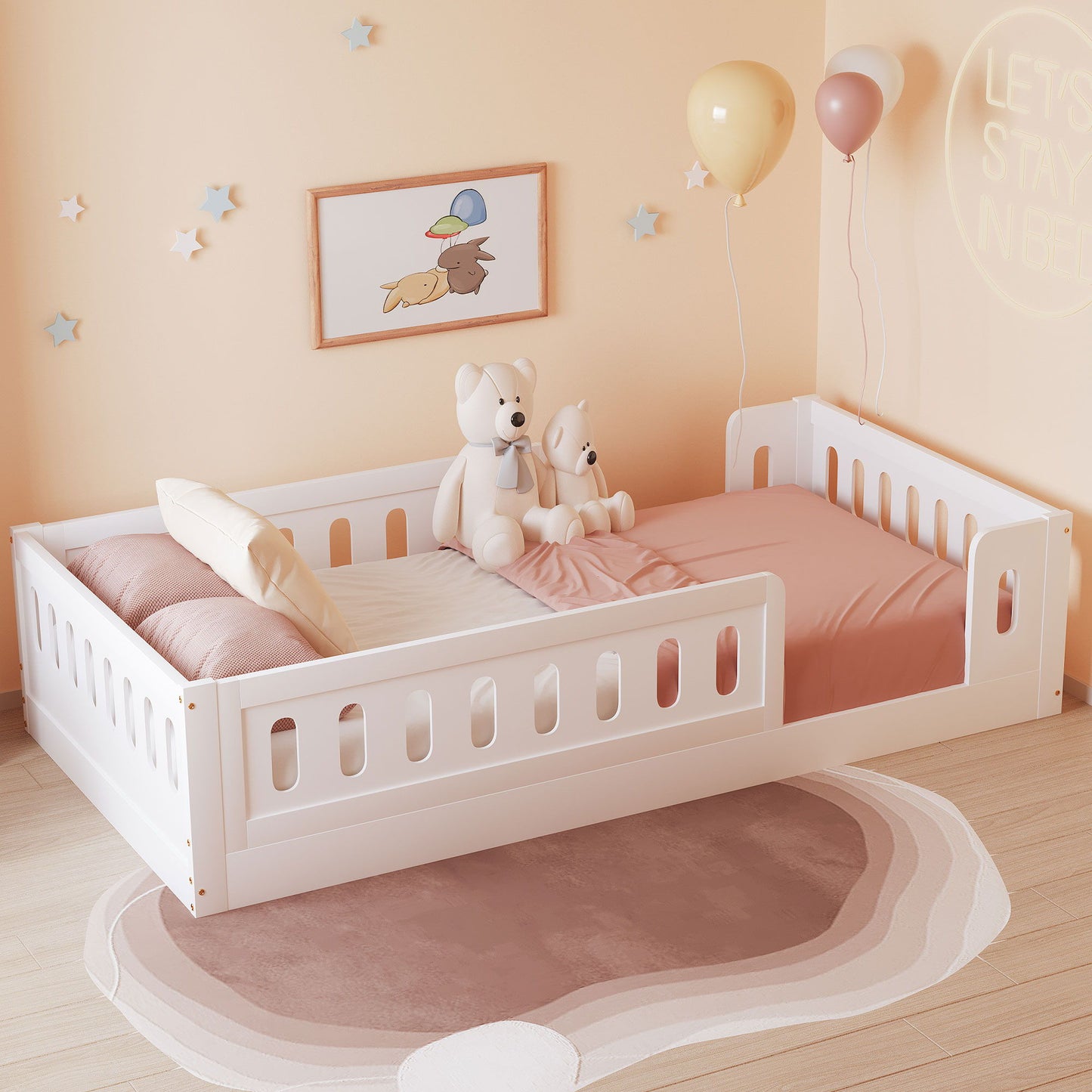 Platform Bed With Guardrail