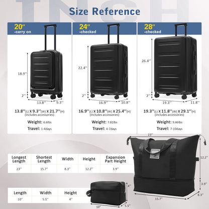 Hardside Luggage Set 5 Piece With Front Opening