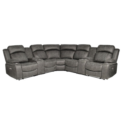 Power Motion Reclining Sectional Set With Console