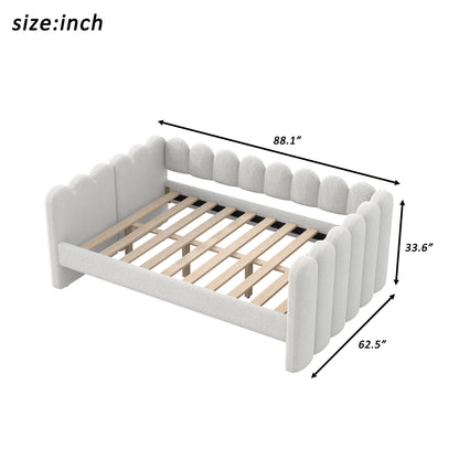 Upholstered Daybed With Curved Ribbed Panel Design