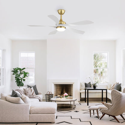 52" Indoor Ceiling Fan With 3 Color Dimmable LED Light Blades, Reversible DC Motor, Remote Control