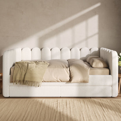 Upholstered Daybed With Curved Ribbed Panel Design