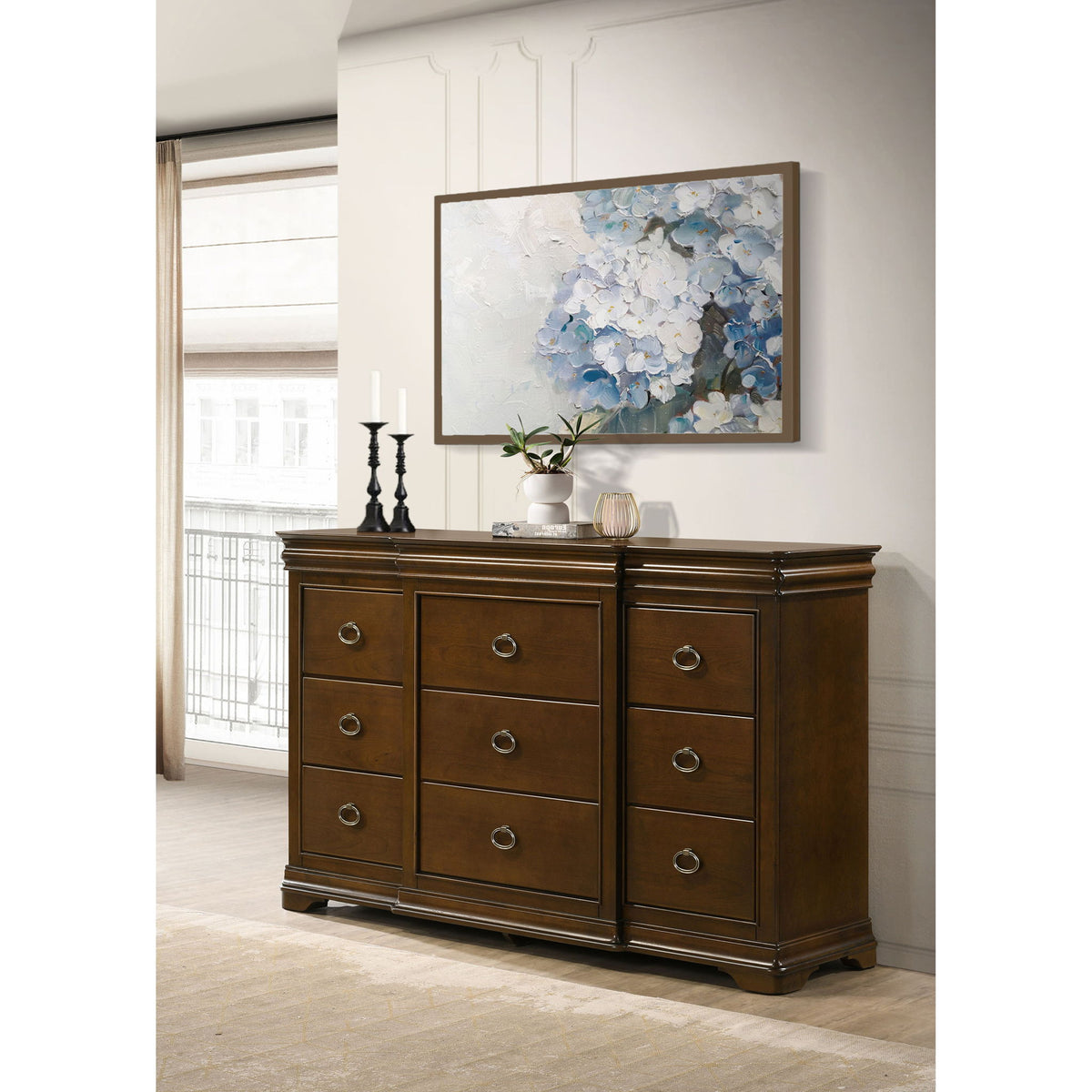 Leonide - 9 Drawer Dresser - Cherry