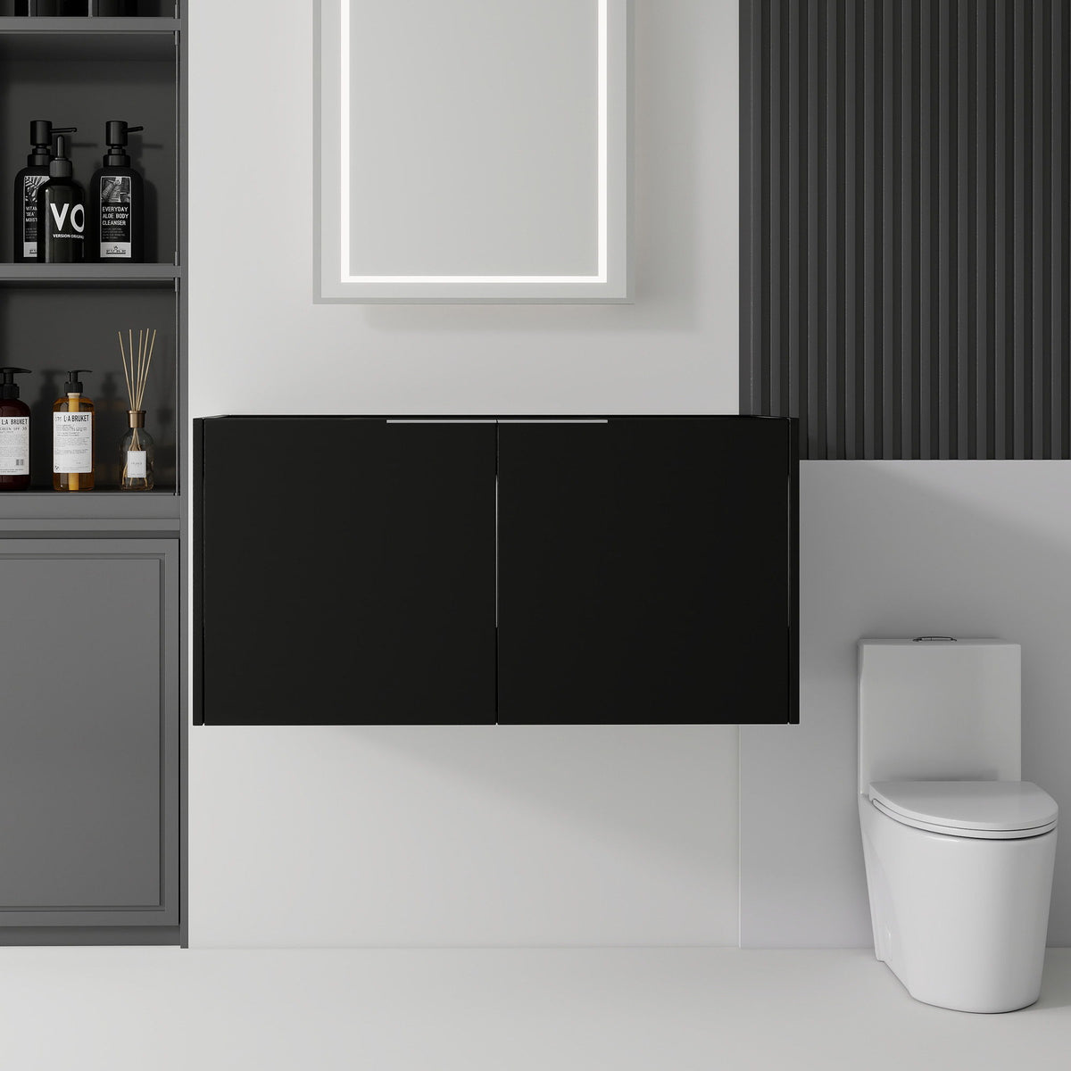 Floating Bathroom Vanity Cabinet With Soft Close Double Doors, Spacious Interior Storage, Wall Mounted, Cabinet Only