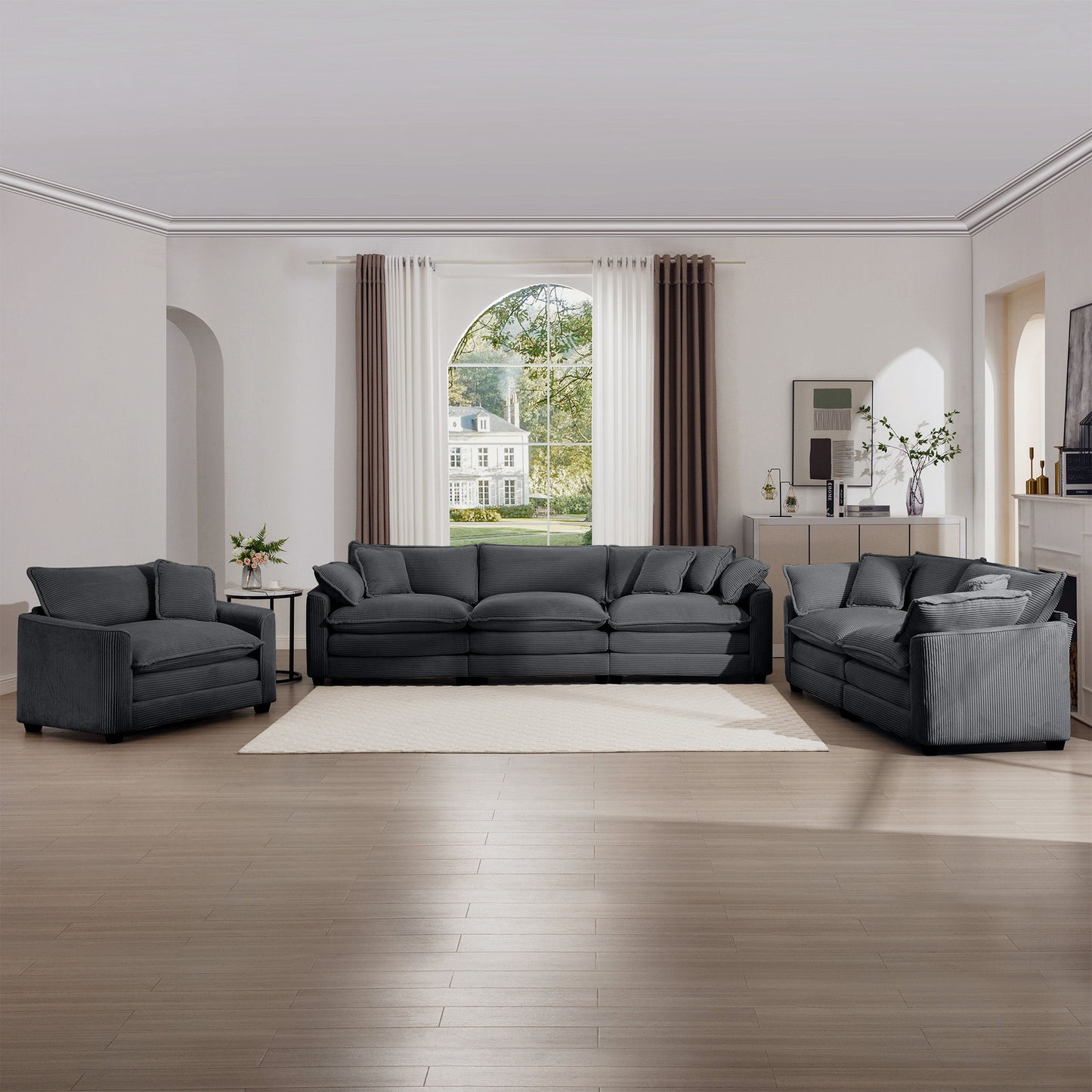 Elegant Oversized Sectional Sofa Set With Deep Seats And Flexible Layout