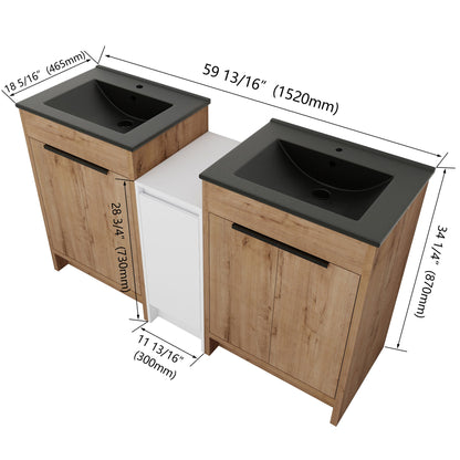 Freestanding Bathroom Vanity With Sink, Storage Cabinets, Soft Closing Doors