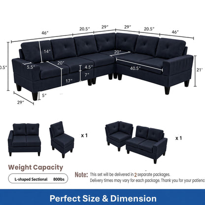Modular L - Shaped Sectional Sofa 6 Seater 4 Piece Couch With Chaise