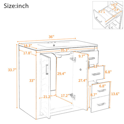 Bathroom Vanity With Sink Combo, Storage Cabinet, Freestanding Set With 3 Drawers & Soft Closing Doors