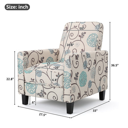 Push Back Upholstered Recliner Armchair