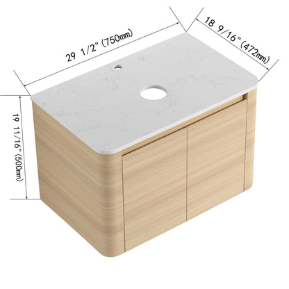 Wall Mounted Bathroom Vanity With Soft Close Door, Excluding Sink