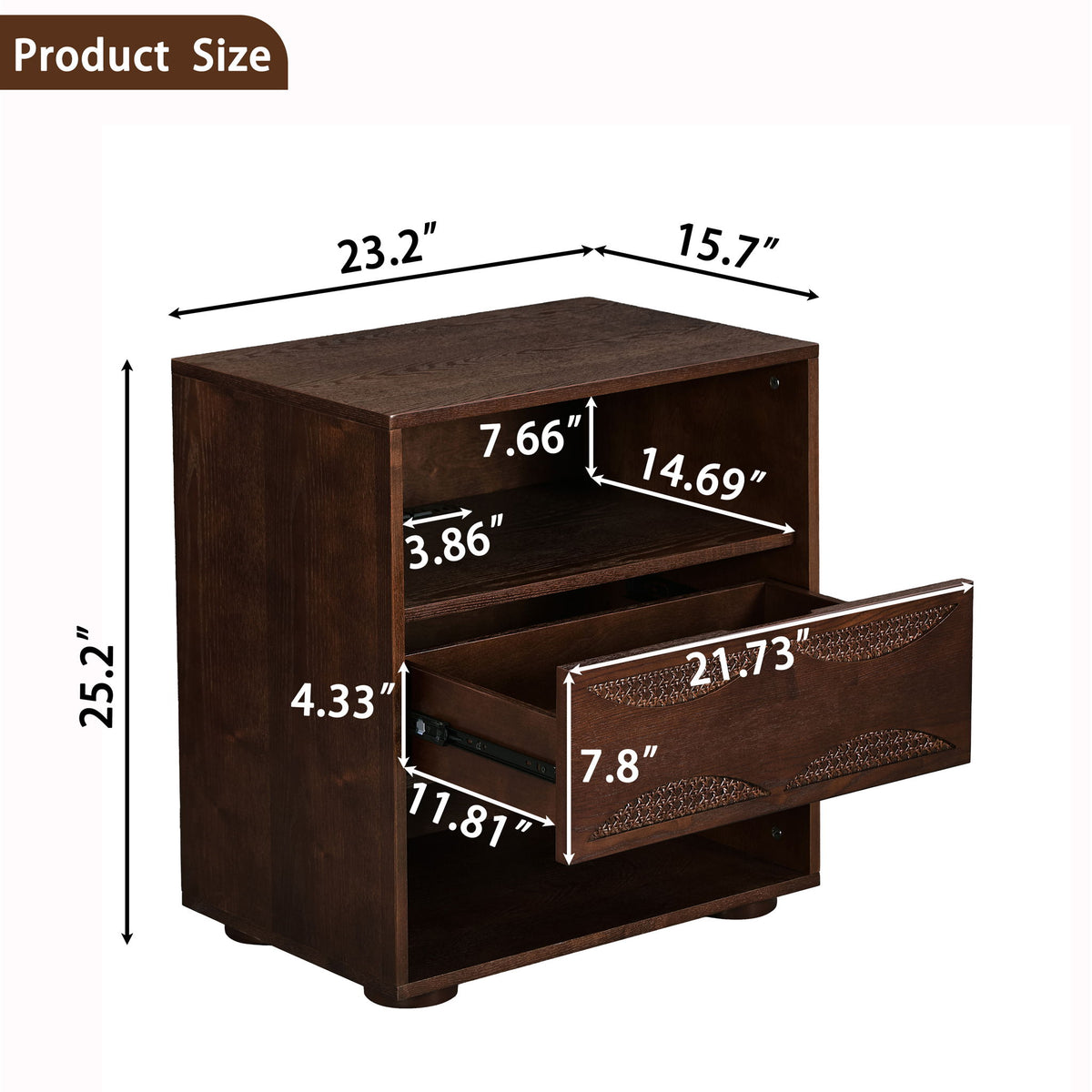 Nightstand With USB Ports & Outlet Hole, End Table With Drawer