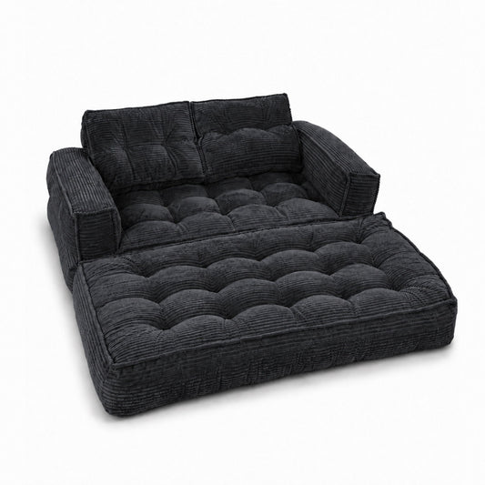 2 Seater Modular Corduroy Sofa With Chaise Lounge For Living Room