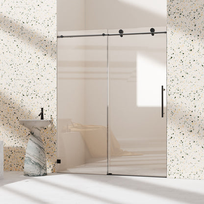 Frameless, Single Sliding Soft Close Shower Doors, 5/16" Sgcc Tempered Glass