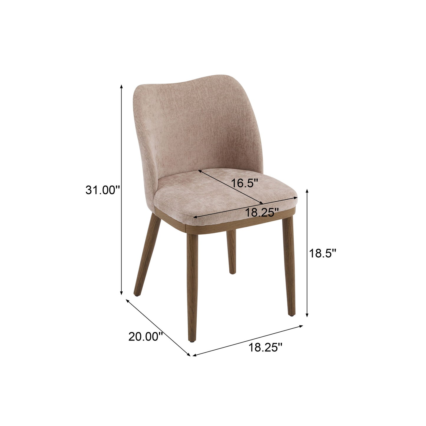 Mid Century Modern Dining Chair With Ergonomic Backrest