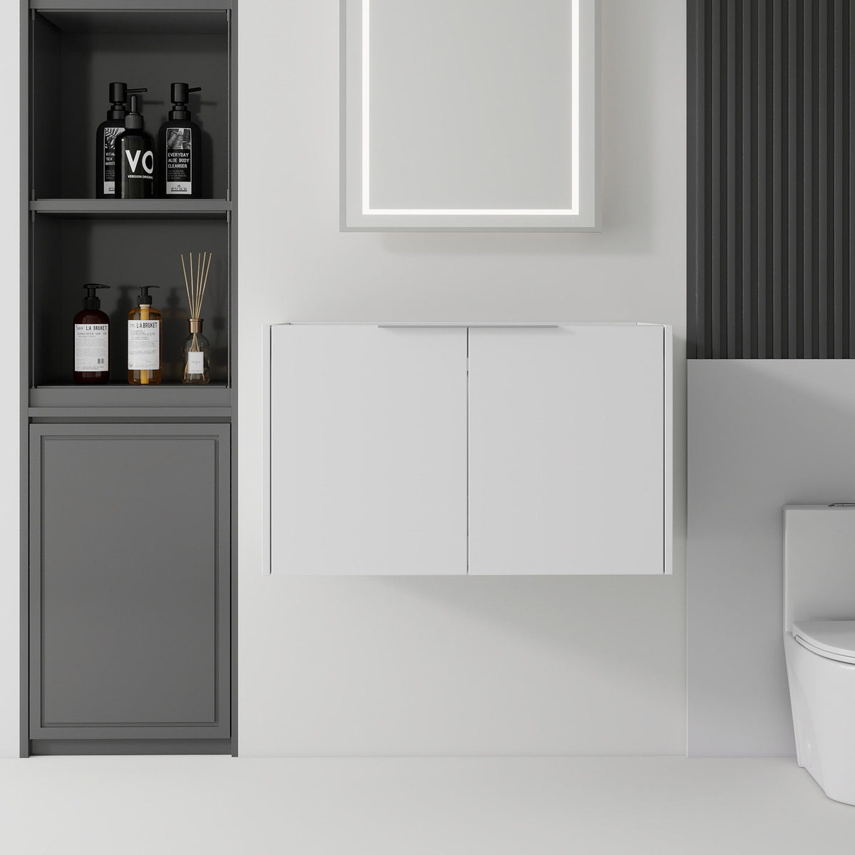 Floating Bathroom Vanity Cabinet With Soft Close Double Doors, Spacious Interior Storage, Wall Mounted, Cabinet Only