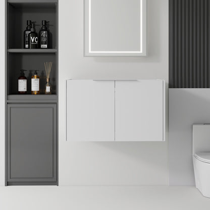Floating Bathroom Vanity Cabinet With Soft Close Double Doors, Spacious Interior Storage, Wall Mounted, Cabinet Only