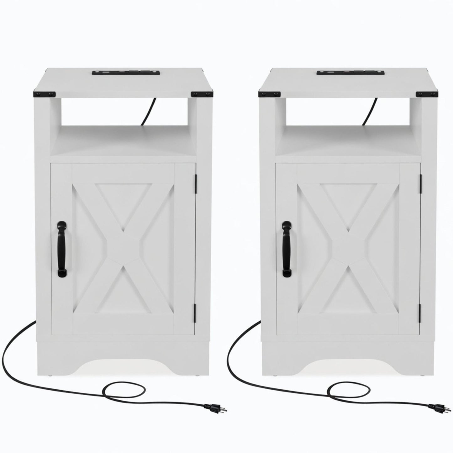 Farmhouse Nightstand, Charging Station & Storage