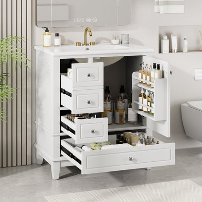 Freestanding Bathroom Vanity With Sink, Soft Close Door, 3 Drawers