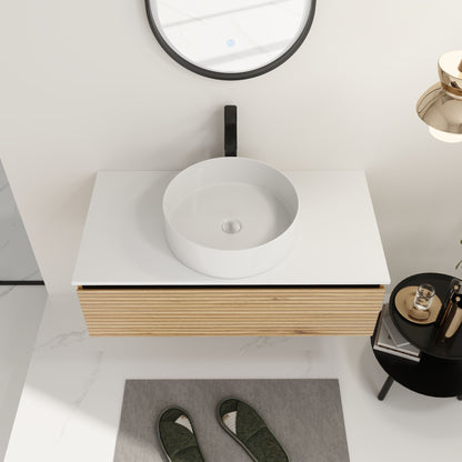 Wall Mounted Bathroom Vanity With Art Sink & 1 Soft Close Drawer