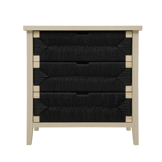 3 Drawer Buffet Sideboard With Adjustable Shelves, Storage Cabinet With Natural Seaweed Decor Doors For Living Room Kitchen Entryway - Natural