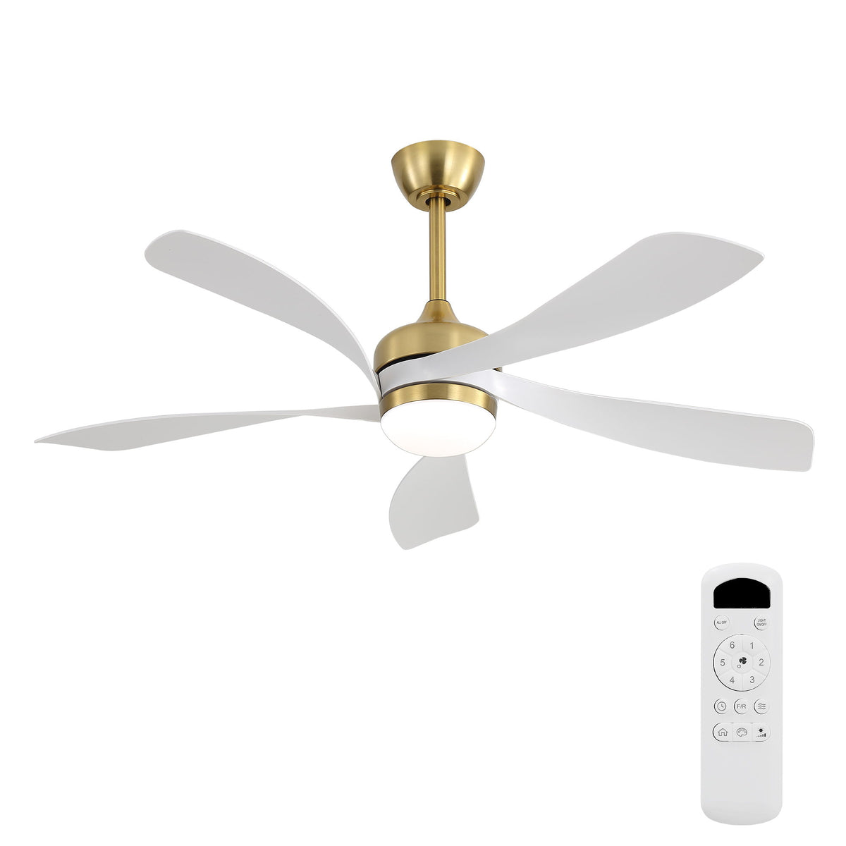 52" Indoor Ceiling Fan With 3 Color Dimmable LED Light Blades, Reversible DC Motor, Remote Control